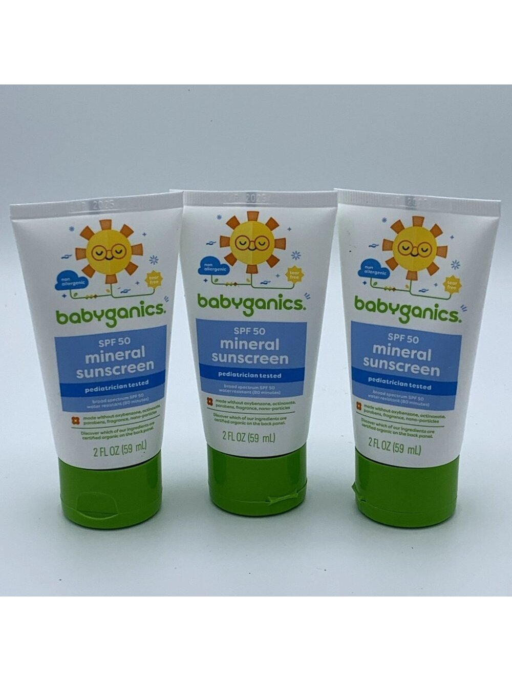 Babyganics SPF 50 Mineral Sunscreen, 3 pack NEW Factory Sealed